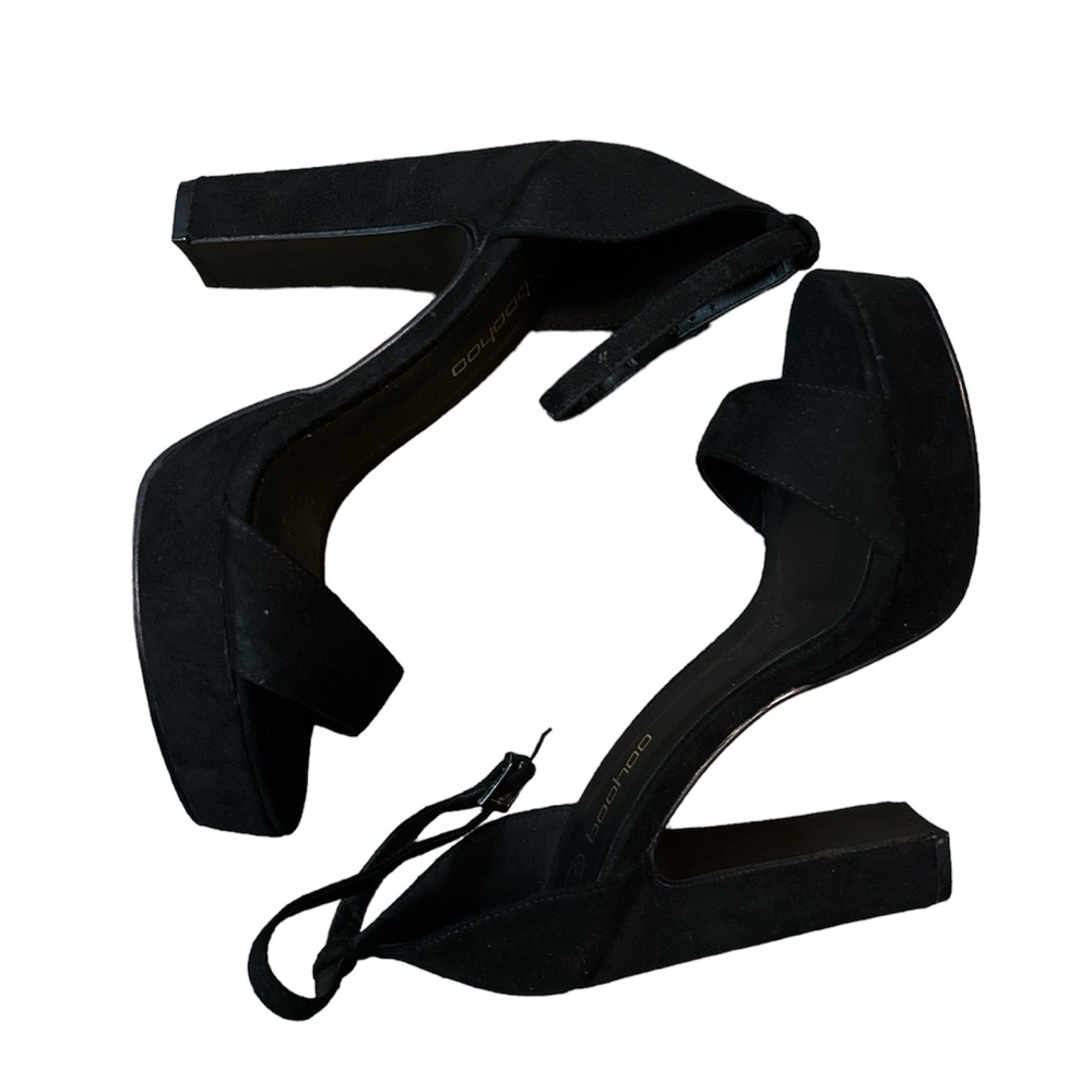 Boohoo Black Suede Platform Heels